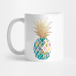 Aloha pineapple, teal + faux gold Mug